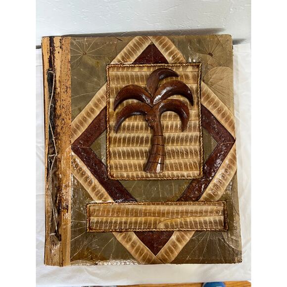 Handmade Palm Tree Photo Album Vintage Style Natural Materials 14x12 - Picture 12 of 15